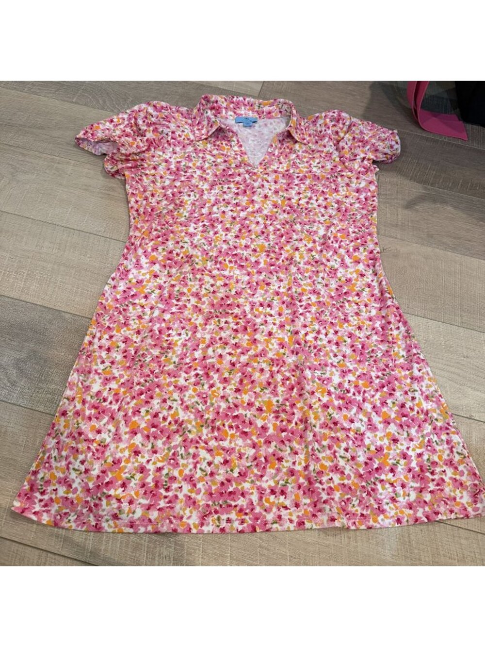 CeCe Womens Pink Floral Shift Dress Large